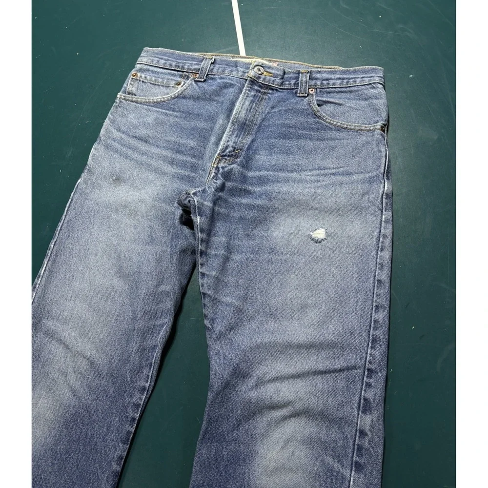 Vintage Levis 517 Bootcut Jeans 34x31 Blue Faded Distressed Denim Western Y2K